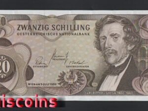 446-1 B446-AUSTRIA-1967奧地利鈔票-20 Schilling(B)