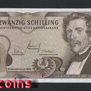 B446-AUSTRIA-1967奧地利鈔票-20 Schilling(B)