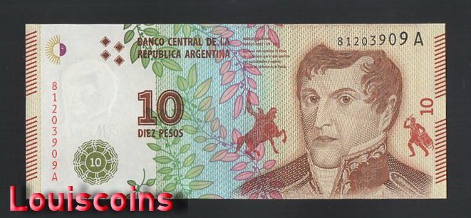 B447-Argentina-ND (2016)阿根廷紙鈔-10 Pesos（514）