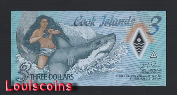 B451-COOK ISLANDS-2021庫克群島塑膠紙幣3 Dollars(184)