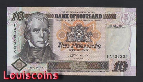 B452-SCOTLAND-1995-2006蘇格蘭紙幣10 Pounds(B)