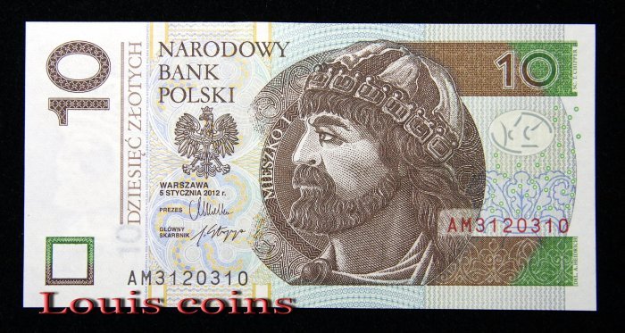 B467 POLAND 2012＆2016波蘭紙幣 10 Złotych(B)