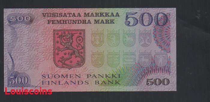 474-2 B474-FINLAND-1975芬蘭鈔票-500 Markkaa(O)