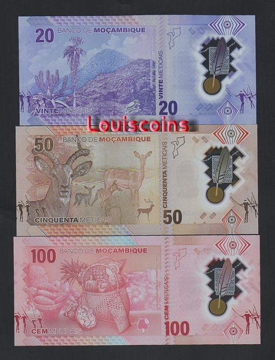 B483-MOZAMBIQUE-2024莫三比克塑膠紙幣,3張一組（B）