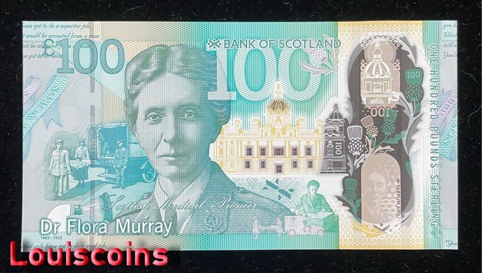 487-1 B487-SCOTLAND-2021蘇格蘭塑膠紀念紙幣,100 Pounds(B)