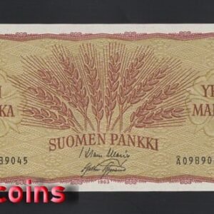 489-1 B489-FINLAND-1963芬蘭鈔票-1 Markka(18)