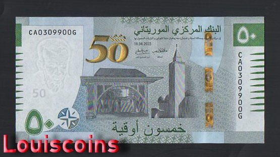 491-1 B491-MAURITANIA-2023茅利塔尼亞紀念紙幣,50 Ouguiya(672)