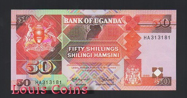 B516-UGANDA--1989烏干達紙幣50 Shillings（591）