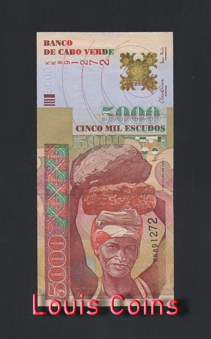 B524-CAPE VERDE-2000維德角(彿德角)紙幣5.000 Escudos(B)