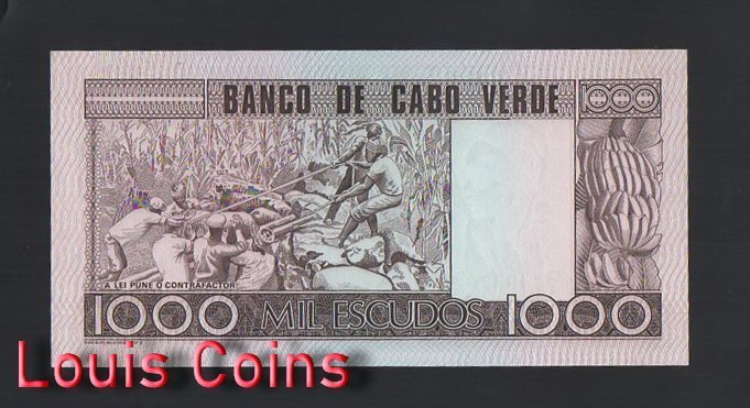B525-CAPE VERDE-1977維德角(彿德角)紙幣1.000 Escudos(O)