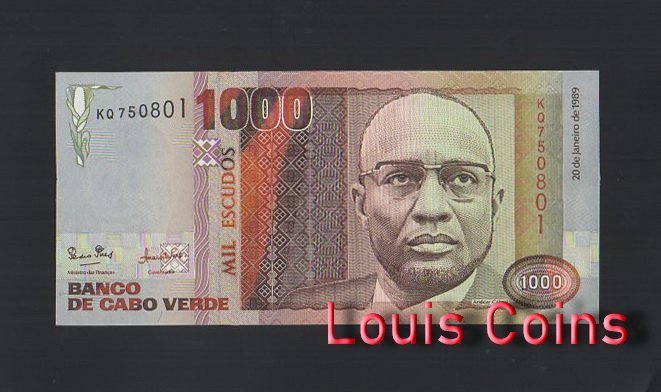 527-1 B527-CAPE VERDE-1989維德角(彿德角)紙幣1.000 Escudos(O)