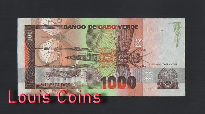 527-2 B527-CAPE VERDE-1989維德角(彿德角)紙幣1.000 Escudos(O)