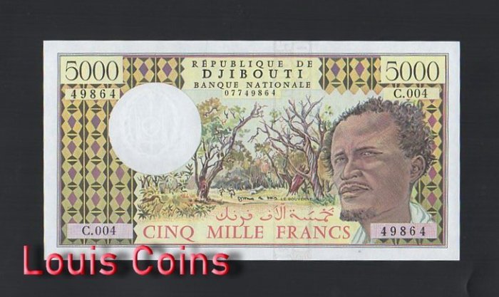 B530-DJIBOUTI-1979-2002吉布地紙幣,5.000 Francs(O)