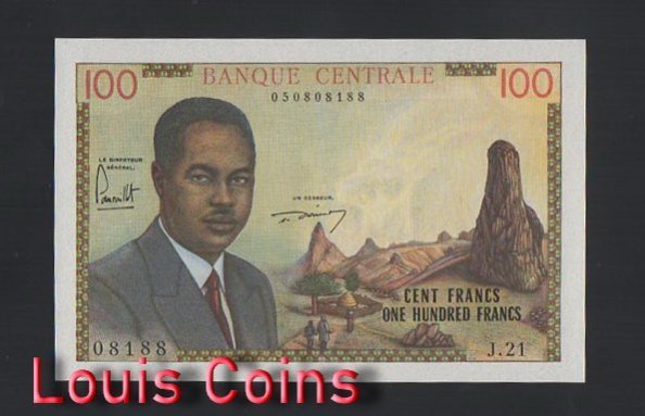 B533-CAMEROON-1962喀麥隆紙幣,100 Francs(O)