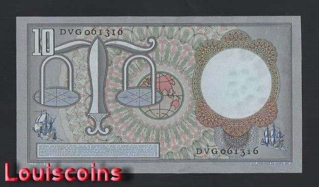 B538-NETHERLANDS-1953荷蘭紙幣,10 Gulden(BO)