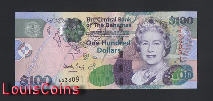 B544-BAHAMAS-2009巴哈馬鈔票-100 Dollars(HB)