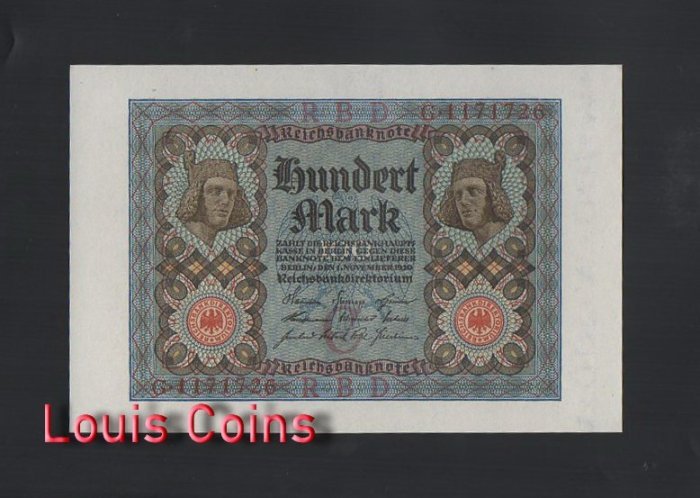 B547-GERMANY - Reichsbank-1920德國紙幣,100 Mark(B)