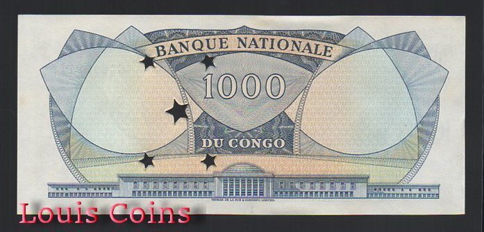 548-2 B548-CONGO-- 1964剛果民主共和1.000 Francs(B)