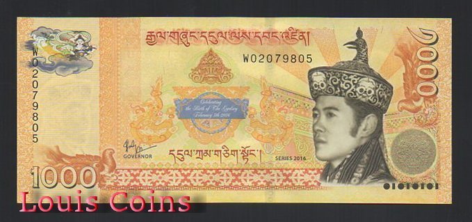 B550-BHUTAN--2016不丹紀念紙幣1.000 Ngultrum(B)