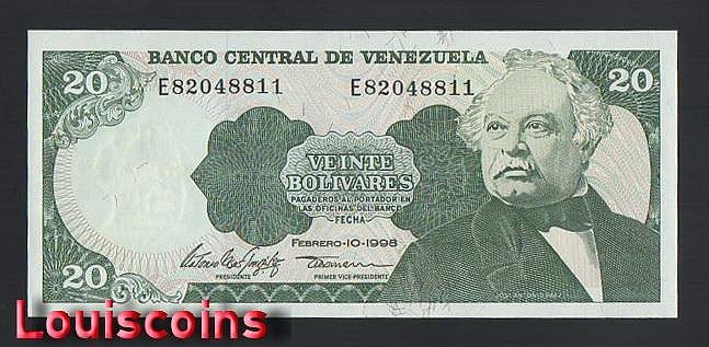 554-1 B554-VENEZUELA-1998委內瑞拉紙幣,20 Bolívares(945)