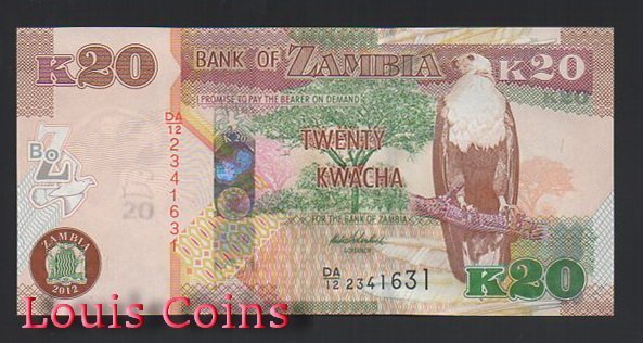 559-1 B559-ZAMBIA--2012尚比亞紙幣20 Kwacha(761)
