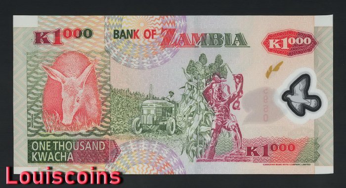 561-2 B561-ZAMBIA-2003-2012尚比亞(贊比亞)塑膠紙幣,1000 Kwacha(747)