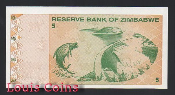 563-2 B563-ZIMBABWE--2009辛巴威紙幣5 Dollars(746)