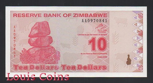 565-1 B565-ZIMBABWE--2009辛巴威紙幣10 Dollars(744)