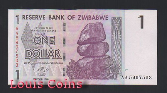 567-1 B567-ZIMBABWE--2007辛巴威紙幣1 Dollar(742)