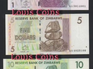 B570-ZIMBABWE--2007辛巴威小面值紙幣(五張1套)(804)
