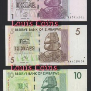 570-1 B570-ZIMBABWE--2007辛巴威小面值紙幣(五張1套)(804)