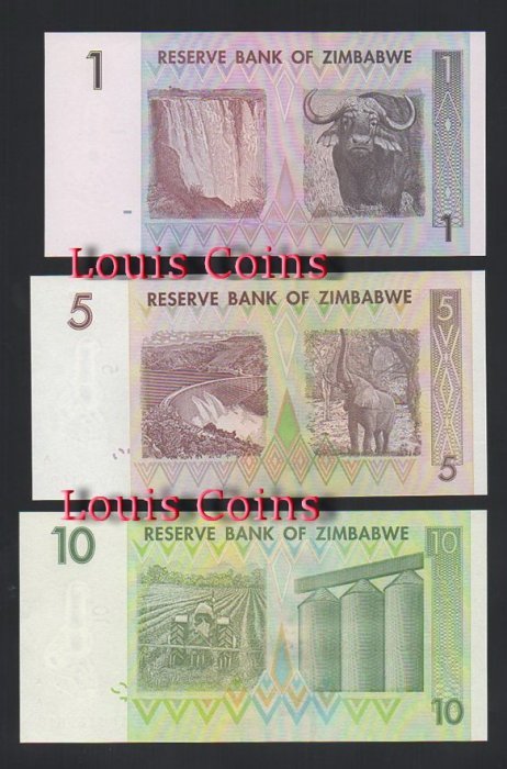 570-2 B570-ZIMBABWE--2007辛巴威小面值紙幣(五張1套)(804)