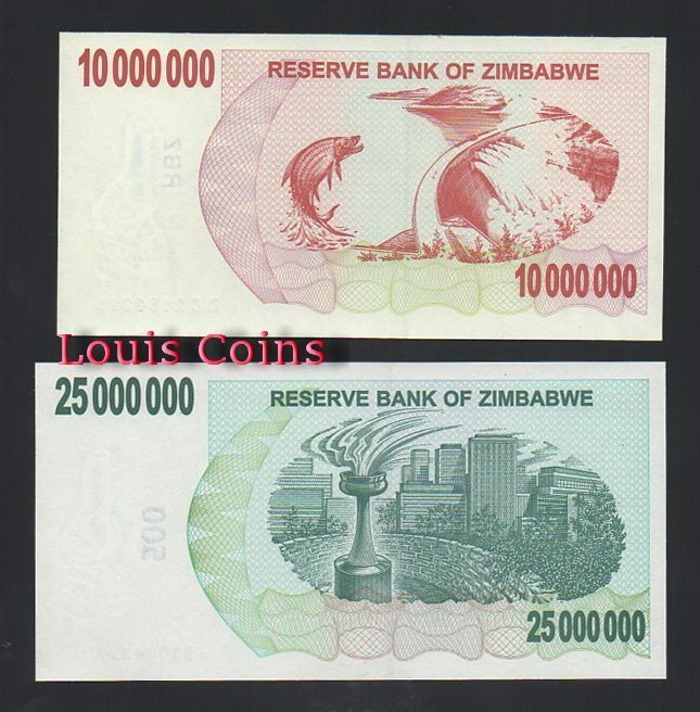 571-2 B571-ZIMBABWE--2008辛巴威大面值紙幣(七張1套)(BO)