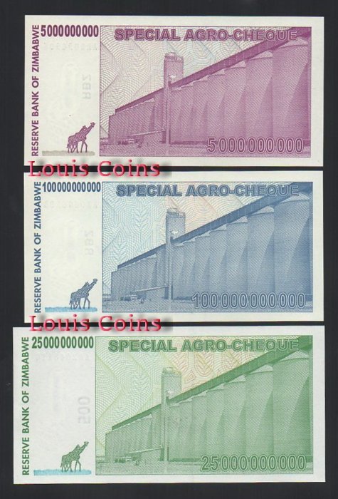 571-6 B571-ZIMBABWE--2008辛巴威大面值紙幣(七張1套)(BO)