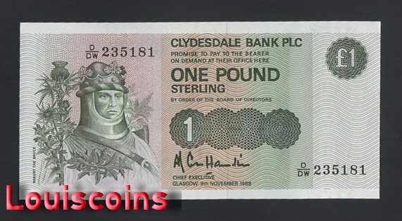 B572-SCOTLAND-1982-1988蘇格蘭紙幣1 Pounds(BO)
