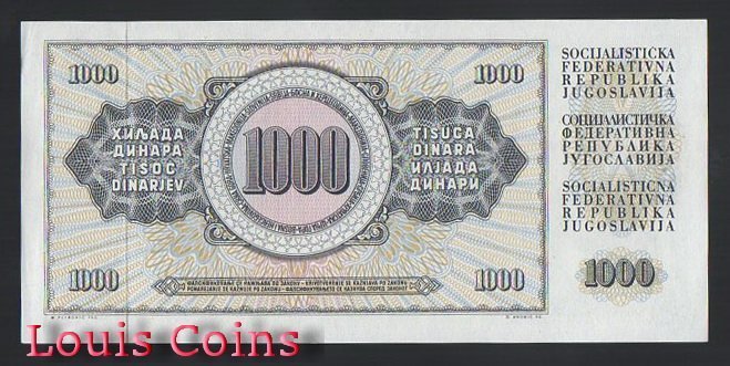 B575-YUGOSLAVIA--1978南斯拉夫紙幣1.000 Dinara(850)