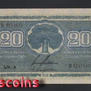B581-FINLAND-1945芬蘭鈔票-20 Markkaa(BO)