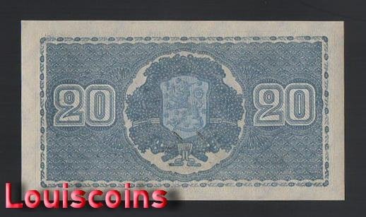 B581-FINLAND-1945芬蘭鈔票-20 Markkaa(BO)