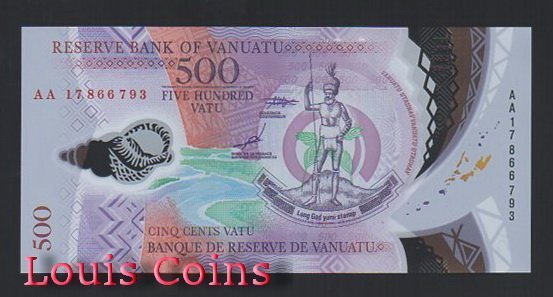584-1 B584-VANUATU--2017萬那杜塑膠鈔票500 Vatu(411)