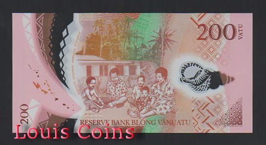 585-2 B585-VANUATU--2014萬那杜塑膠鈔票200 Vatu(1012)