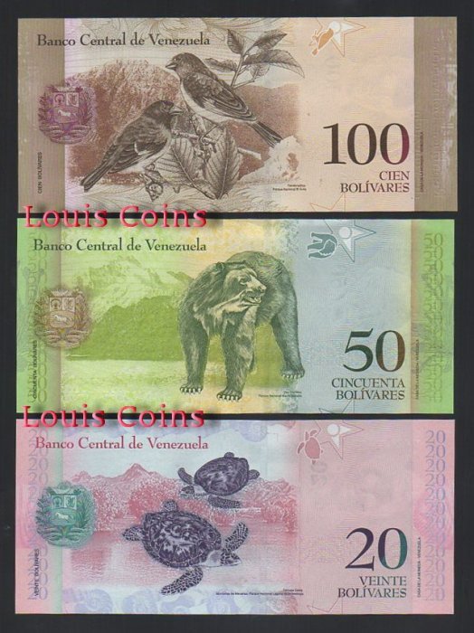 587-2 B587-VENEZUELA--委內瑞拉紙幣三套(共21張)(O)