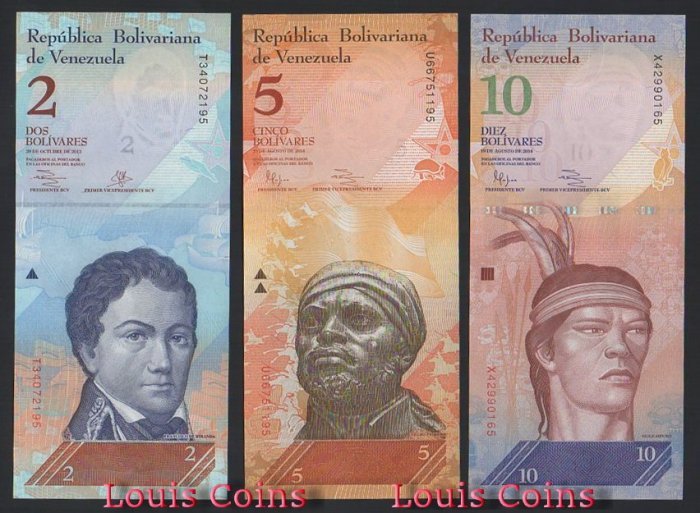 587-3 B587-VENEZUELA--委內瑞拉紙幣三套(共21張)(O)