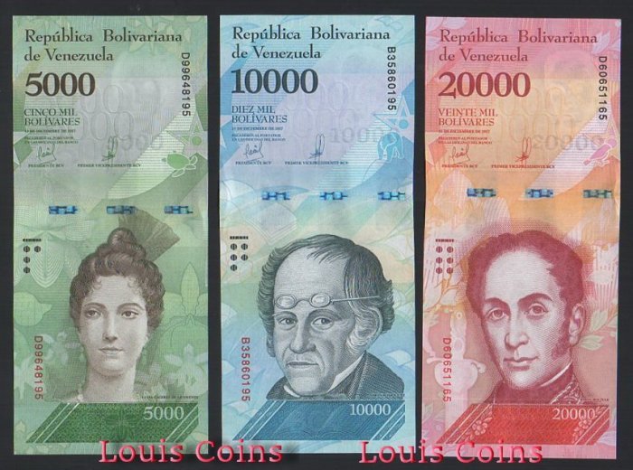 587-5 B587-VENEZUELA--委內瑞拉紙幣三套(共21張)(O)