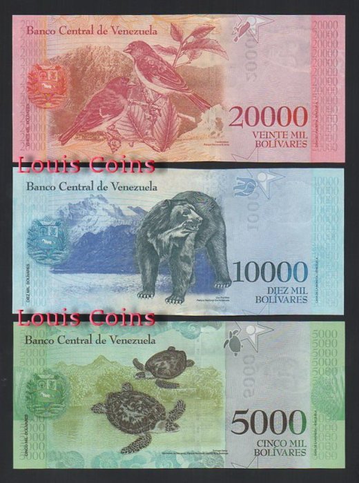587-6 B587-VENEZUELA--委內瑞拉紙幣三套(共21張)(O)