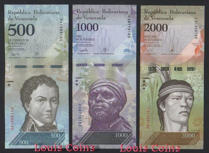 587-7 B587-VENEZUELA--委內瑞拉紙幣三套(共21張)(O)