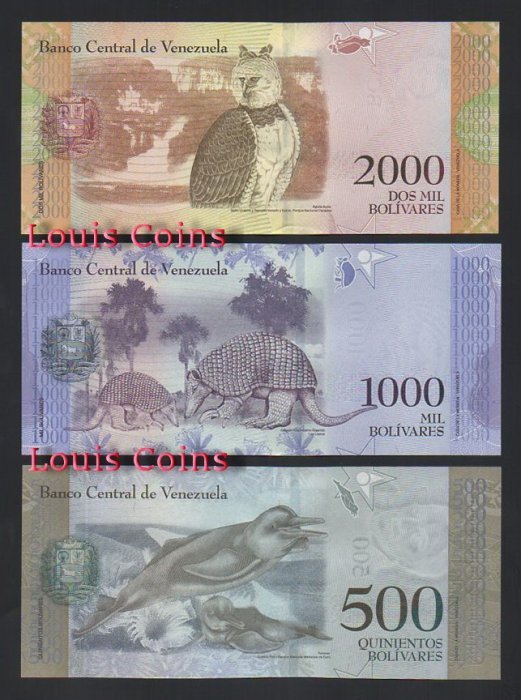 587-8 B587-VENEZUELA--委內瑞拉紙幣三套(共21張)(O)