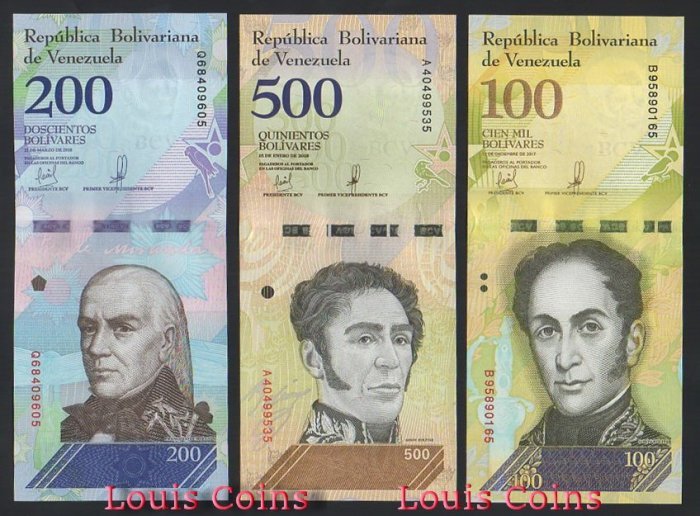 587-9 B587-VENEZUELA--委內瑞拉紙幣三套(共21張)(O)
