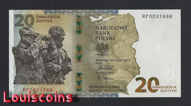 B595-POLAND-2022波蘭紀念紙幣含冊,20 Złotych(T)