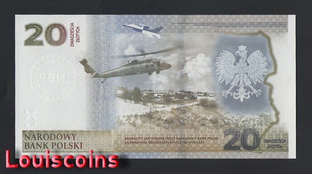 B595-POLAND-2022波蘭紀念紙幣含冊,20 Złotych(T)