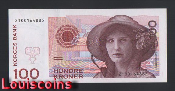 599-1 B599-NORWAY-1995-1999挪威紙幣,100 Kroner(B)